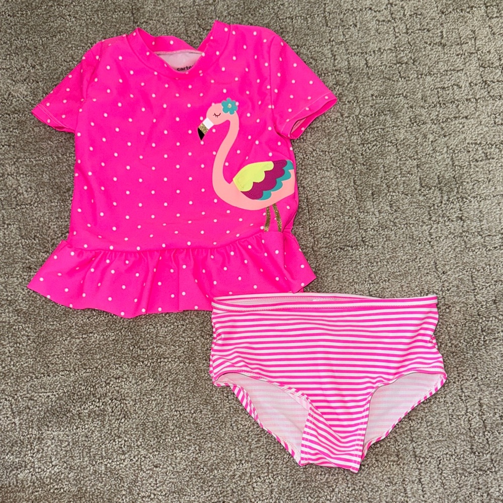 Carter's Pink Flamingo Rashguard Set